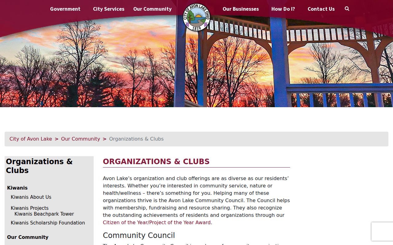 Avon Lake city directory reference to organizations and clubs resources