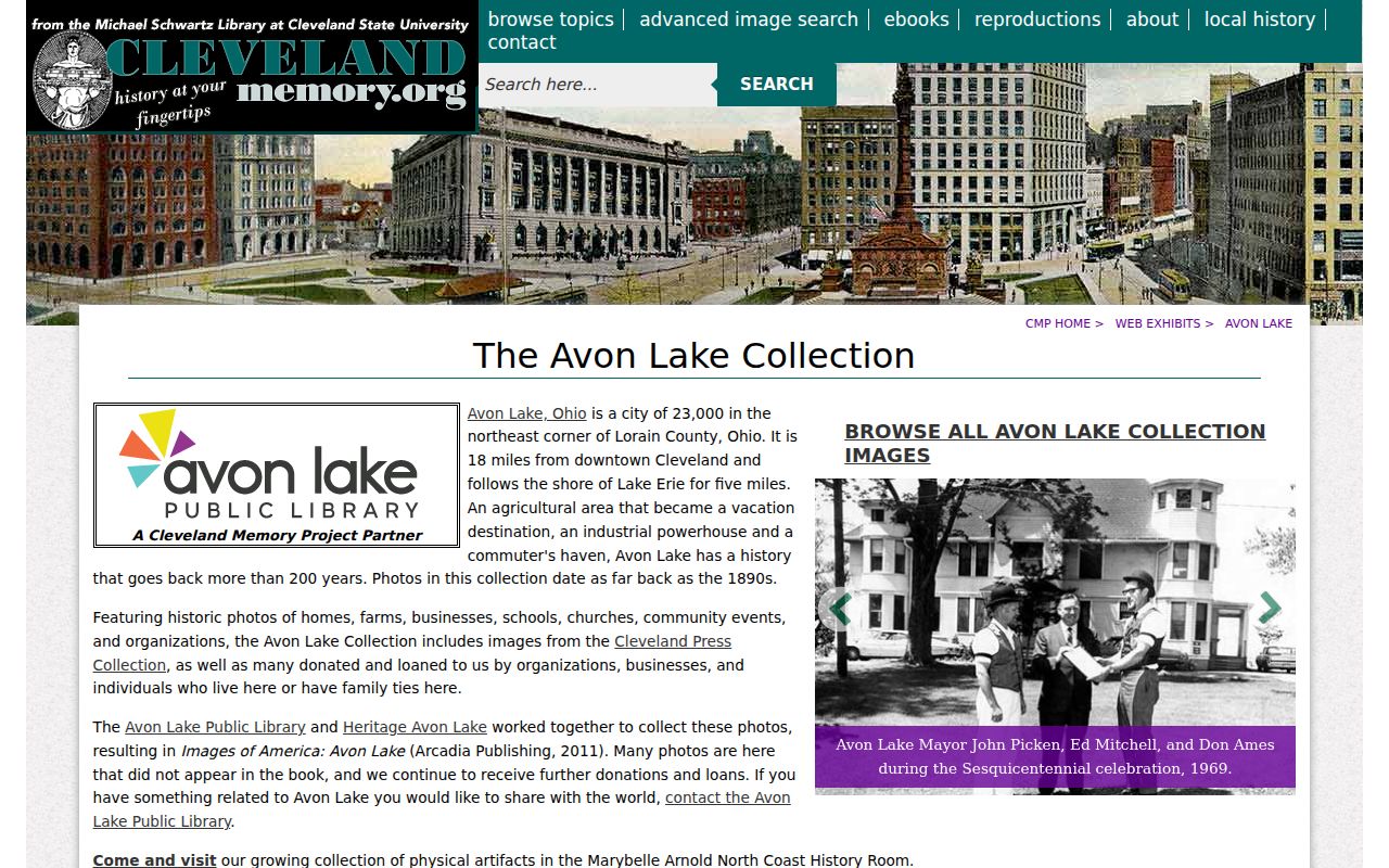 Avon Lake city directory reference to the Cleveland Memory digital collection