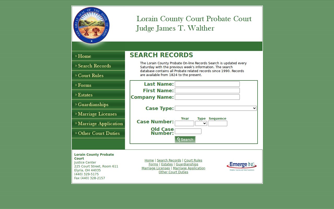 Avon Lake residents directory view of Lorain County Probate records search