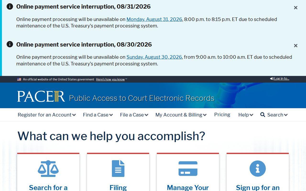 Avon Lake resident lookup reference to the PACER federal court records service