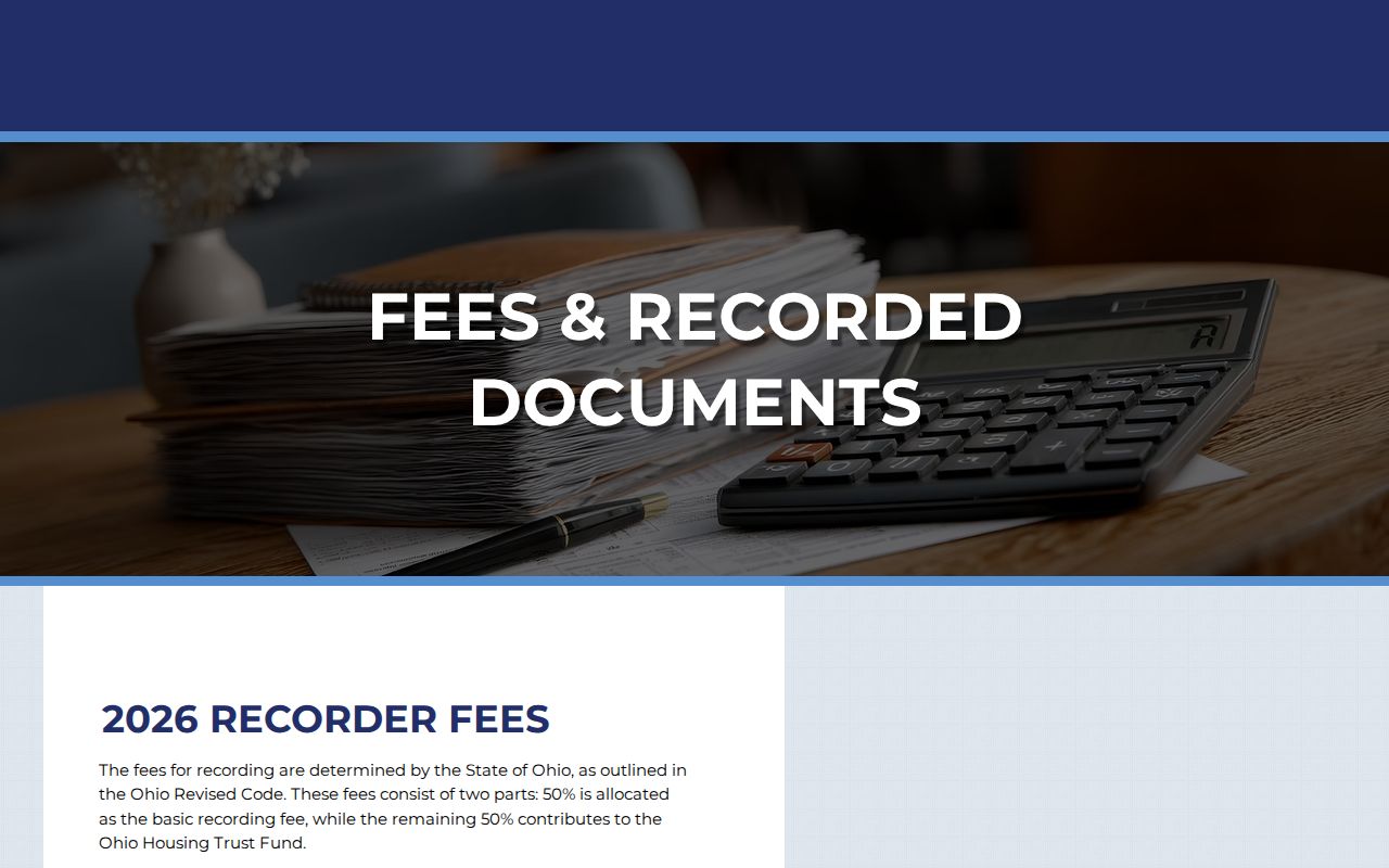 Avon Lake street directory reference to Lorain County Recorder copy and certification fees