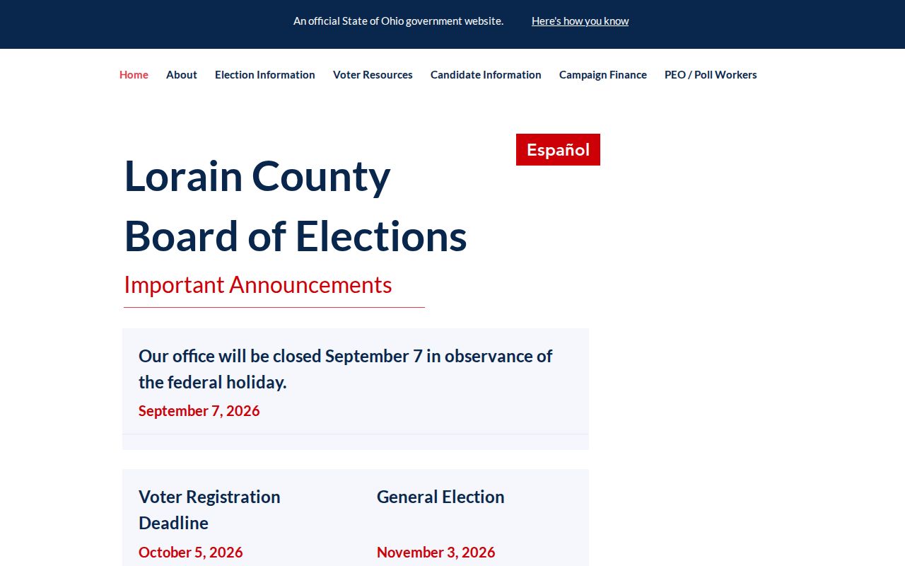 Avon Lake ZIP code directory reference to the Lorain County Board of Elections